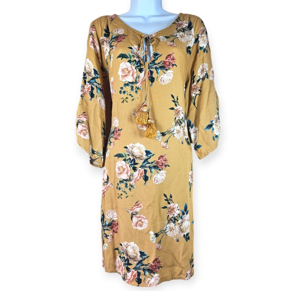 NWOT Tolani Sanya yellow pink white green floral tunic sheath dress Womens - Picture 6 of 8